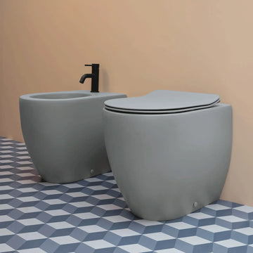 Lavabo Bidét Lavabo Bidét Glomp back-to-wall - mat grå