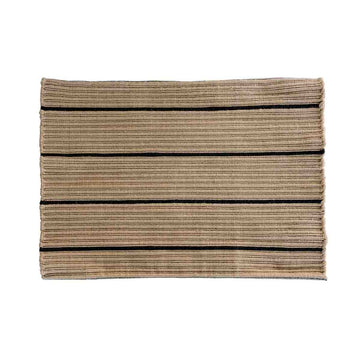 MOUD STRIPE dørmåtte 50x72 cm - beige/sort - genanvendt polyester