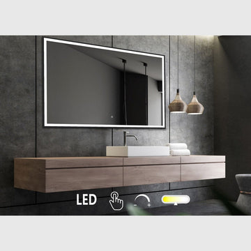 Nordic bad Nordic Bad Fie-2 spejl med sort ramme og front belysning - 180x80cm