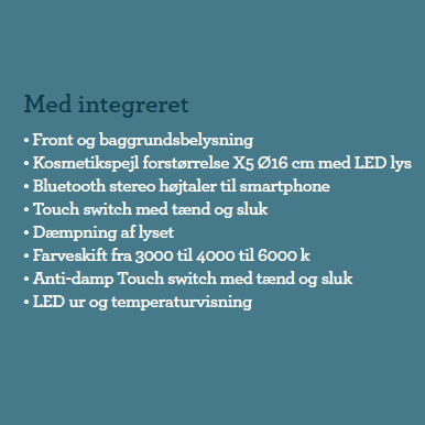 Nordic bad Spejle Nordic Bad Mie-7 spejl med front-og baggrundsbelysning, anti-dug, kosmetikspejl, bluetooth højtaler - 160x80cm