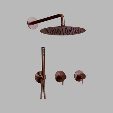 QTOO Bruser til indbygning QTOO Brusetermostat inkl. indbygningssæt - Ø300 hovedbruser - børstet bronze