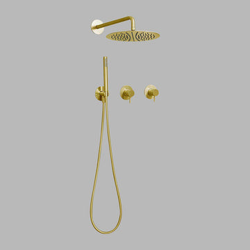 QTOO Bruser til indbygning QTOO Brusetermostat inkl. indbygningssæt - Ø300 hovedbruser - børstet messing