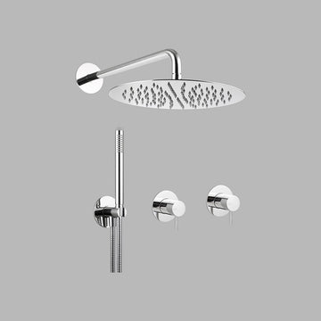 QTOO Bruser til indbygning QTOO Brusetermostat inkl. indbygningssæt - Ø300 hovedbruser - poleret rustfri stål