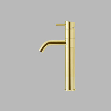 QTOO Håndvaskarmatur QTOO Håndvaskarmatur høj med svingbar J-tud, 5,7 l/min - 130mm - poleret messing