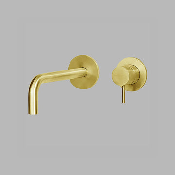 QTOO Håndvaskarmatur QTOO Håndvaskarmatur med L-tud inkl. indbygningssæt, 5,7 l/min - 190mm - børstet messing