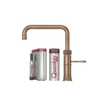 Quooker Køkkenarmatur Quooker Classic Fusion Square med Pro3 beholder & Cube - bruneret messing