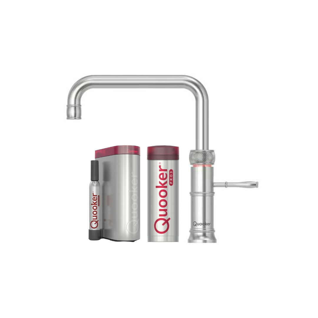 Quooker Classic Fusion Square med Pro3 beholder & Cube - rustfri stål ...