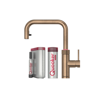 Quooker Køkkenarmatur Quooker Flex Square med Pro3 beholder & Cube - bruneret messing