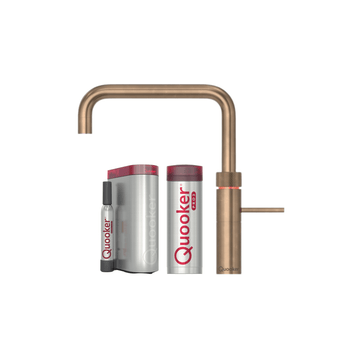 Quooker Køkkenarmatur Quooker Fusion Square med Pro3 beholder & Cube - bruneret messing