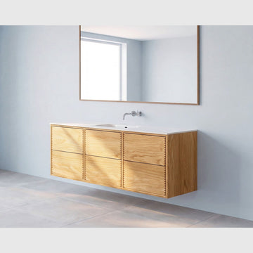 REFINED by Knast Snedkermøbler REFINED by KNAST snedkermøbel inkl. Solid Surface vask - 160x46cm / 6 skuffer - natur eg