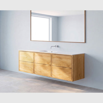 REFINED by Knast Snedkermøbler REFINED by KNAST snedkermøbel inkl. Solid Surface vask - 180x46cm / 6 skuffer - natur eg