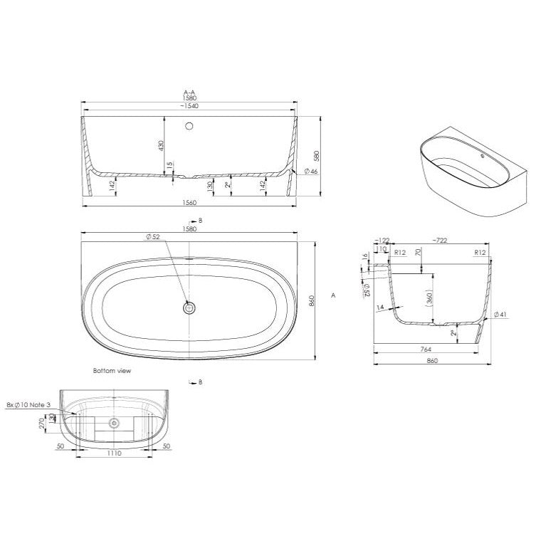 Strømberg Badekar Strømberg Arden BTW badekar 160x86cm - mat hvid