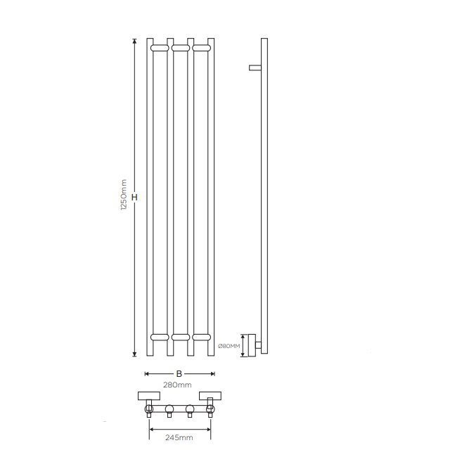 Strømberg Håndklædetørrer Strømberg Leno el håndklædetørrer – 125x28cm - mat sort