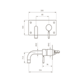 Tapwell Tapwell BOX008 indbygningsarmatur til håndvask - 234mm tud - kobber