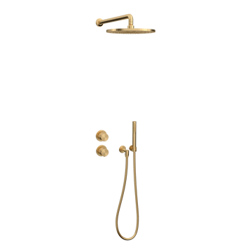 Toni Copenhagen Bruser til indbygning Toni Copenhagen Déca brusearmatur til indbygning med hovedbrus Ø250 og håndbruser - børstet messing