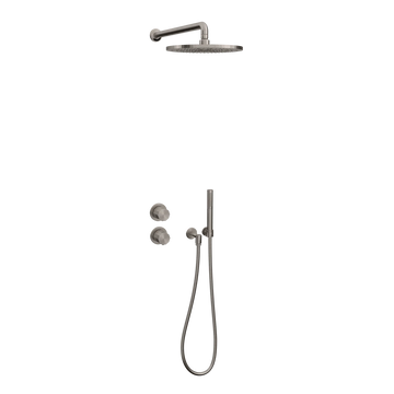 Toni Copenhagen Bruser til indbygning Toni Copenhagen Déca brusearmatur til indbygning med hovedbrus Ø250 og håndbruser - børstet nikkel