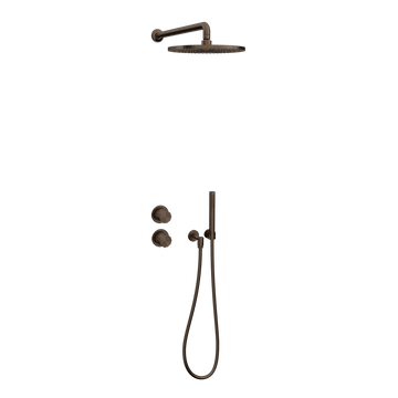 Toni Copenhagen Bruser til indbygning Toni Copenhagen Déca brusearmatur til indbygning med hovedbrus Ø250 og håndbruser - bruneret messing