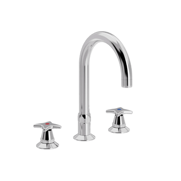 Toni Copenhagen Håndvaskarmatur Toni Copenhagen Krydsgreb 3-huls håndvaskbatteri med Ø150mm tud - krom