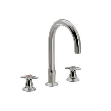 Toni Copenhagen Håndvaskarmatur Toni Copenhagen Krydsgreb 3-huls håndvaskbatteri med Ø150mm tud - nikkel