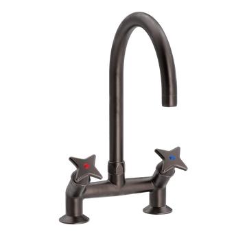 Toni Copenhagen Håndvaskarmatur Toni Copenhagen Krydsgreb armatur 45 grader m. Ø200 tud - bruneret