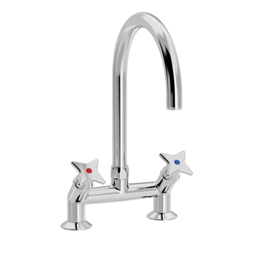 Toni Copenhagen Håndvaskarmatur Toni Copenhagen Krydsgreb armatur 45 grader m. Ø200 tud - krom