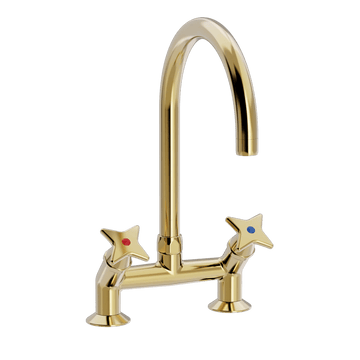 Toni Copenhagen Håndvaskarmatur Toni Copenhagen Krydsgreb armatur 45 grader m. Ø200 tud - messing