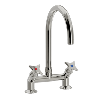 Toni Copenhagen Håndvaskarmatur Toni Copenhagen Krydsgreb armatur 45 grader m. Ø200 tud - nikkel