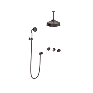 Toni Copenhagen Bruser til indbygning Toni Copenhagen Krydsgreb brusearmatur til indbygning med hovedbrus Ø220 - bruneret messing