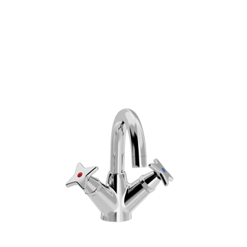Toni Copenhagen Håndvaskarmatur Toni Copenhagen Krydsgreb håndvaskbatteri m. fastmonteret tud - krom