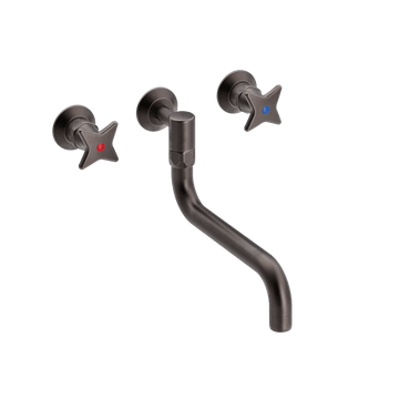 Toni Copenhagen Håndvaskarmatur Toni Copenhagen Krydsgreb indbygningsarmatur m. svingtud S200 mm - bruneret messing