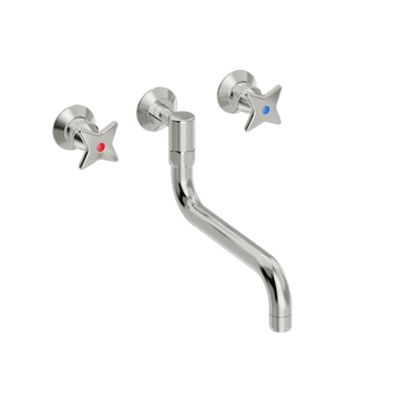 Toni Copenhagen Håndvaskarmatur Toni Copenhagen Krydsgreb indbygningsarmatur m. svingtud S200 mm - nikkel