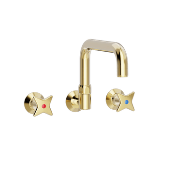 Toni Copenhagen Håndvaskarmatur Toni Copenhagen Krydsgreb Indbygningsbatteri til køkkenvask med L200mm tud - messing