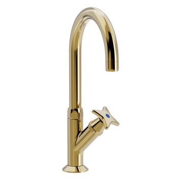 Toni Copenhagen Håndvaskarmatur Toni Copenhagen Krydsgreb standventil m. Ø150 tud - messing