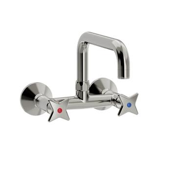 Toni Copenhagen Håndvaskarmatur Toni Copenhagen Krydsgreb vægarmatur m. svingtud L200mm - nikkel