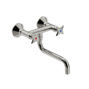 Toni Copenhagen Håndvaskarmatur Toni Copenhagen Krydsgreb vægarmatur m. svingtud S200 mm. - nikkel