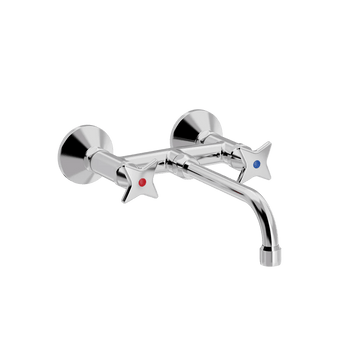 Toni Copenhagen Håndvaskarmatur Toni Copenhagen Krydsgreb vægarmatur m. V200 mm. fast tud - krom