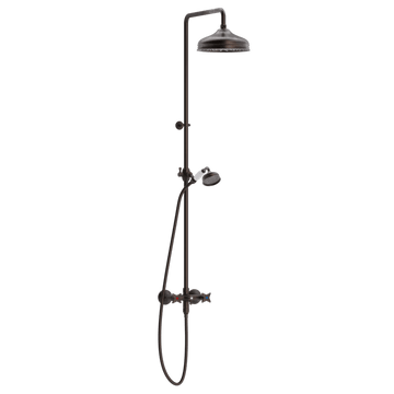 Toni Copenhagen Brusearmatur Toni Copenhagen Krydsgreb væghængt brusearmatur med hovedbrus Ø220 - bruneret messing