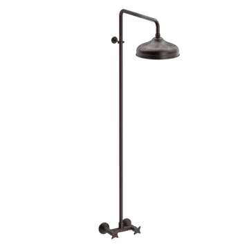 Toni Copenhagen Brusearmatur Toni Copenhagen Krydsgreb væghængt brusearmatur med hovedbrus Ø220 - bruneret messing