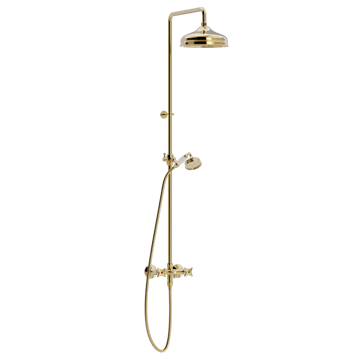 Toni Copenhagen Brusearmatur Toni Copenhagen Krydsgreb væghængt brusearmatur med hovedbrus Ø220 - messing