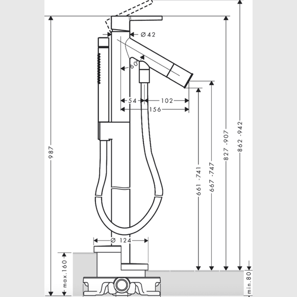 AXOR Kararmatur Axor Starck 1-grebs karsøjle til gulvmontering - komplet med indmuringsdel