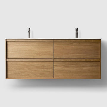 HAVEN Badeværelsesmøbler HAVEN H2/140 badeværelsesmøbel, porcelænshåndvask - Oak Wood