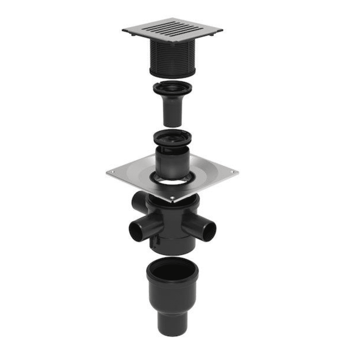 Unidrain kvadratisk afløb til rist 15x15cm - ClassicLine Column Sampak ...