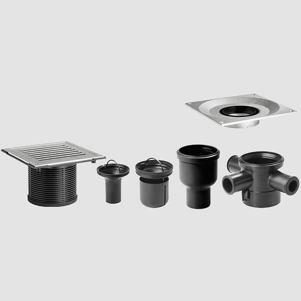 Unidrain kvadratisk afløb til rist 15x15cm - ClassicLine Column Sampak ...